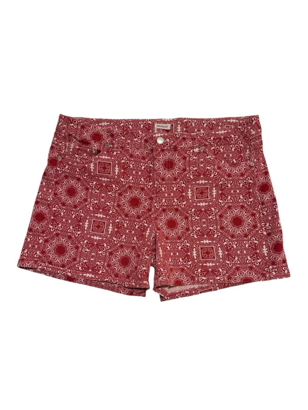 Westport Shorts Womens 14 Red & White Bandana Print Mid-Rise Summer Beach